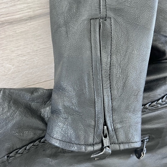 Women's Black Leather Motorcycle Jacket By Silver Bike Zip Out Liner Size XL - Picture 9 of 16